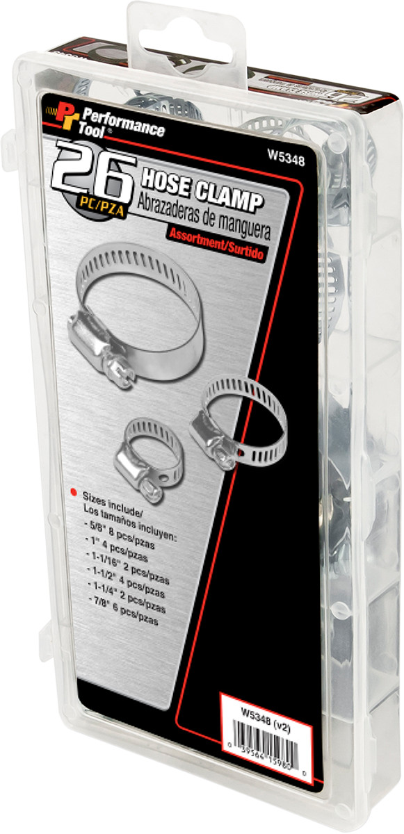 PERFORMANCE TOOL Hose Clamps - Assortment - 26-Piece W5348