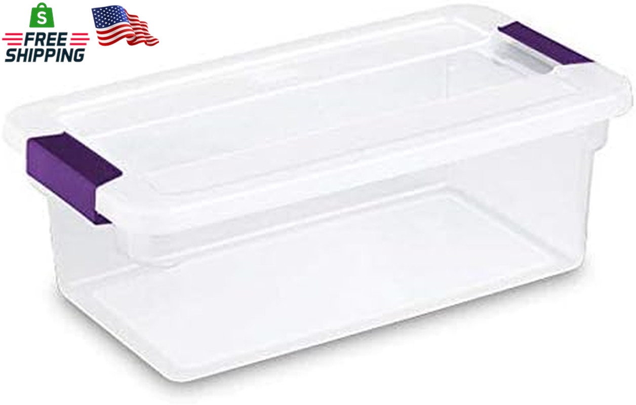 Sterilite 6 Qt Clearview Latch Storage Box, Stackable Bin with Latching Lid, Pla