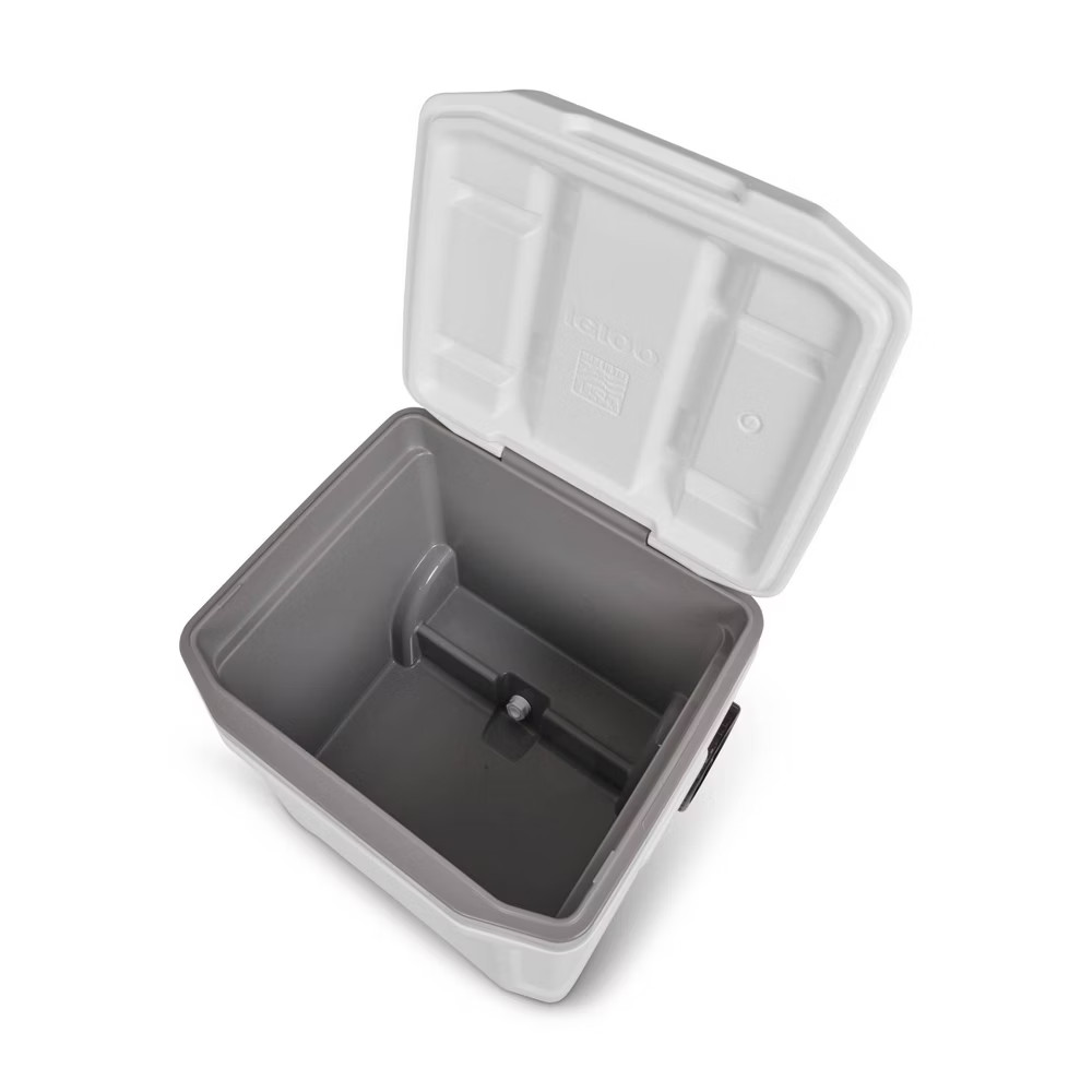 Igloo Marine Latitude 60qt Rolling Cooler - White: Retractable Handle,