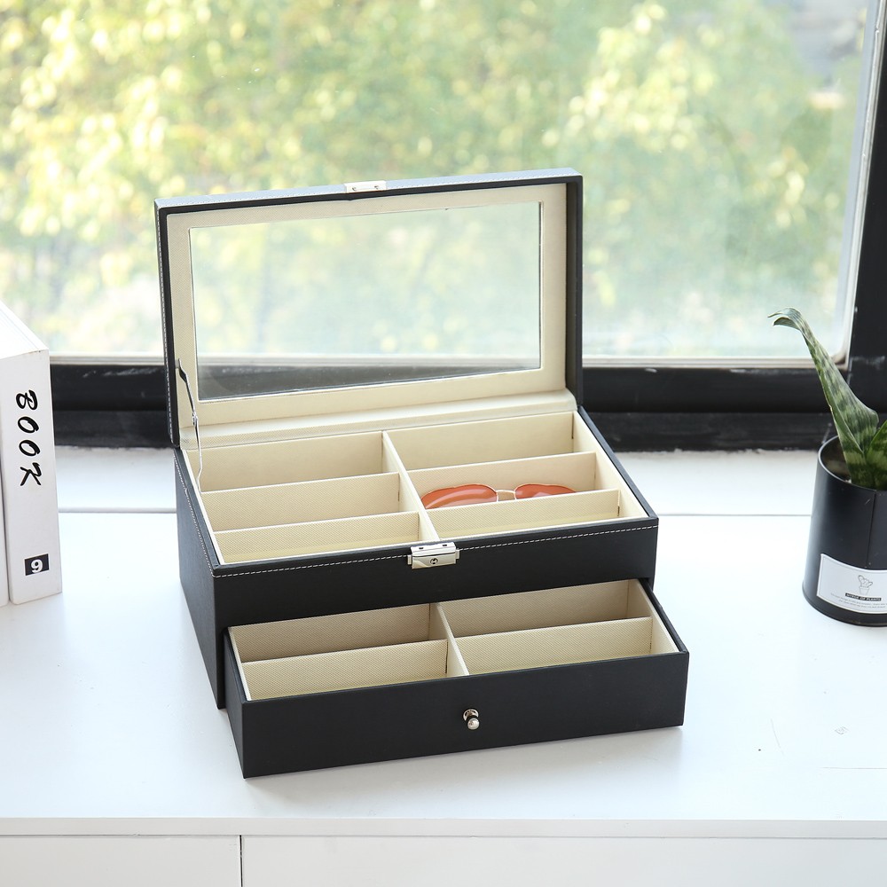 12 Piece Eyeglasses Storage and Glasses Display Drawer Lockable Case Organizer