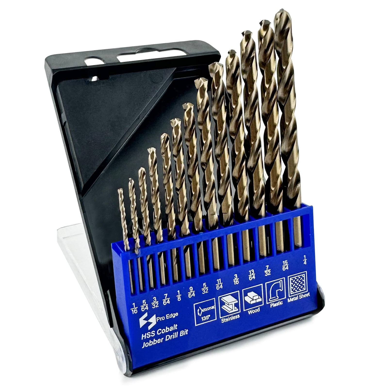 13pcs Cobalt Drill Bits Set, M35 High Speed Steel 135 Degree Tip Twist Jobber...