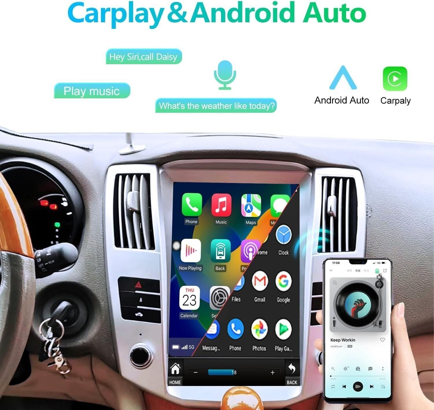 12.8" 8+256GB Car Stereo Radio Carplay GPS For Lexus RX330 RX300 RX350 2004-2008
