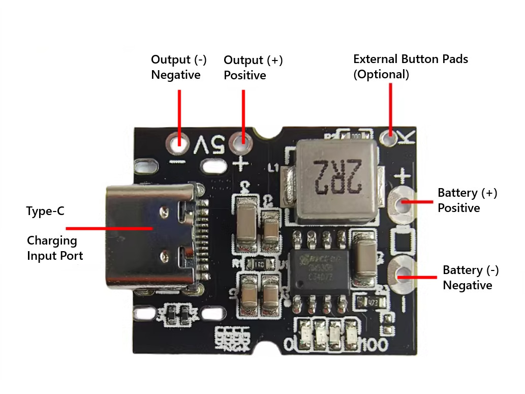 5pcs Type-C Input 5V/2A Integrated Battery Charge-Discharge Module Cutoff 4.2V