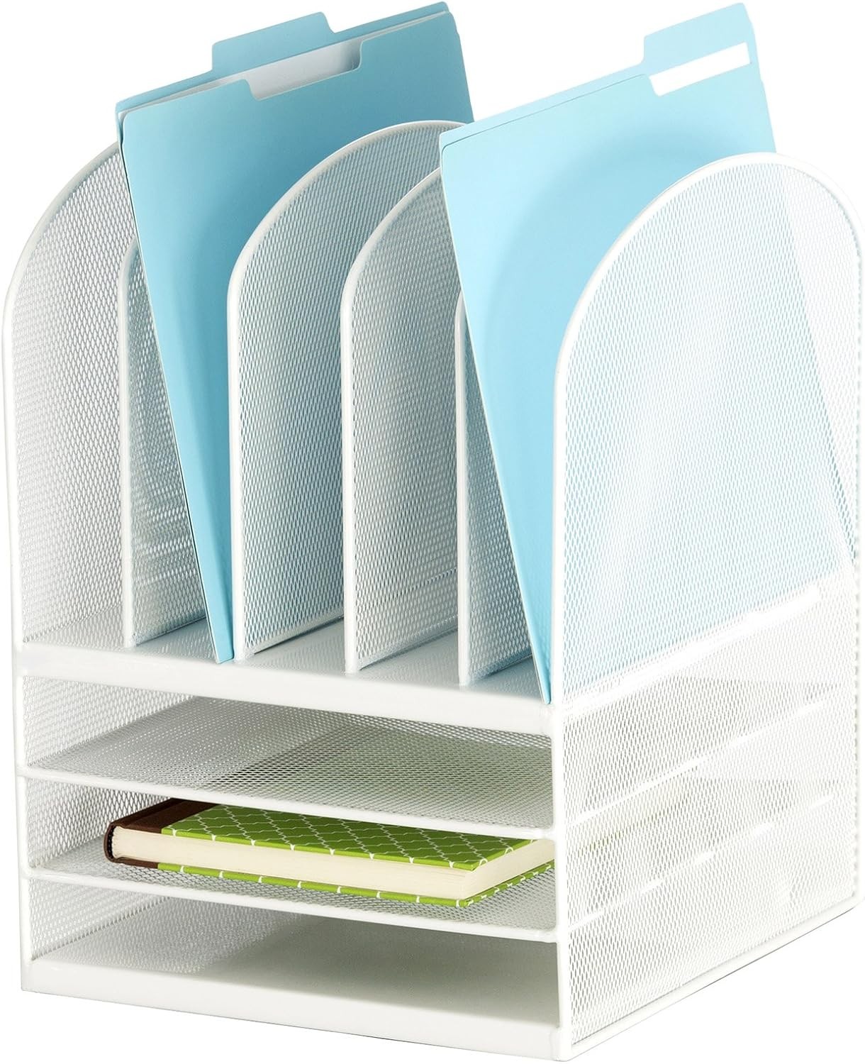 Onyx Mesh 5 Sorter 3 Tray Desktop Organizer – Steel Mesh Construction – Durable
