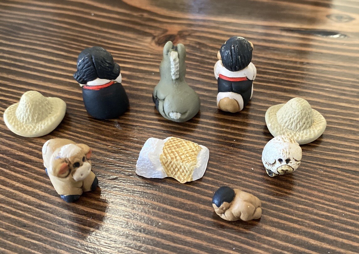Peruvian Handmade Clay 9-Piece Mini Nativity Set 1" H Christmas Original Box