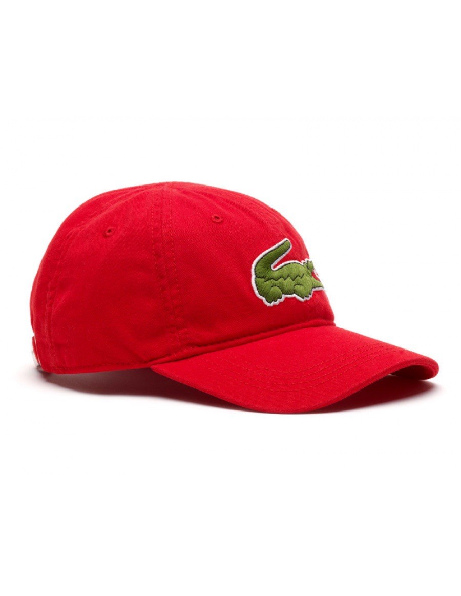 Lacoste Big Croc Gabardine Men's Cotton Hat - Red