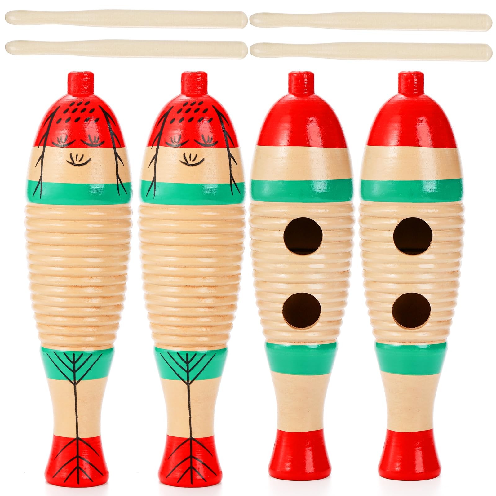 Yopay 4 Pack Guiro Instrument Fish Shaped, Latin Percussion Instrument,...