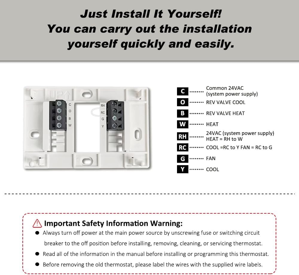 Programmable Thermostat for House, Single-Stage, 1 Heat/1 Cool, Energy-Saving...
