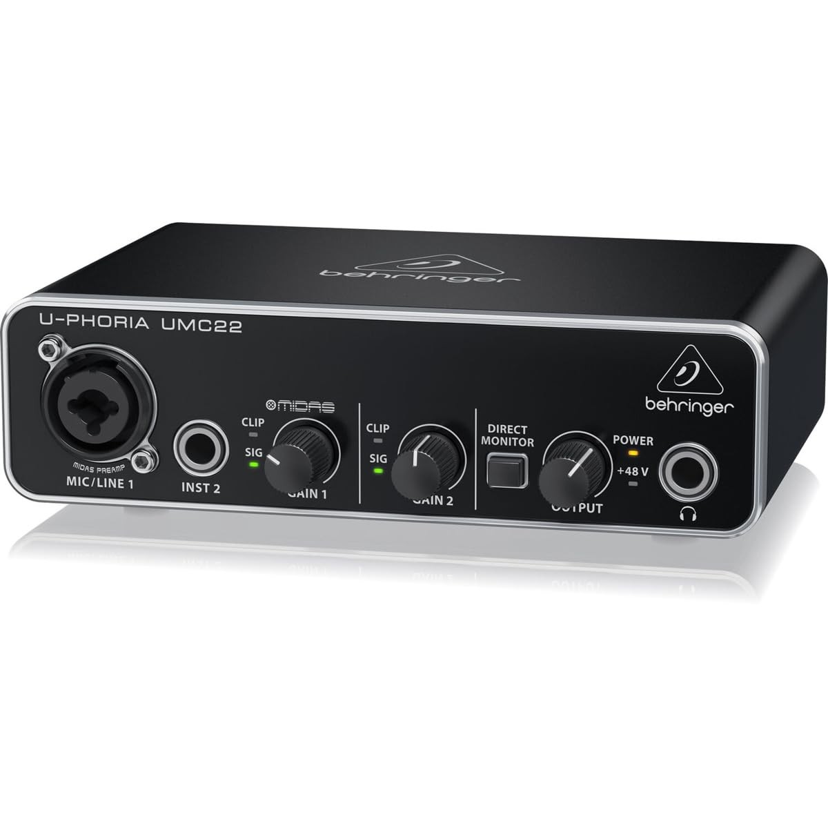 Behringer UMC22 Audiophile 2x2, 48 kHz USB Audio Interface with Midas Small