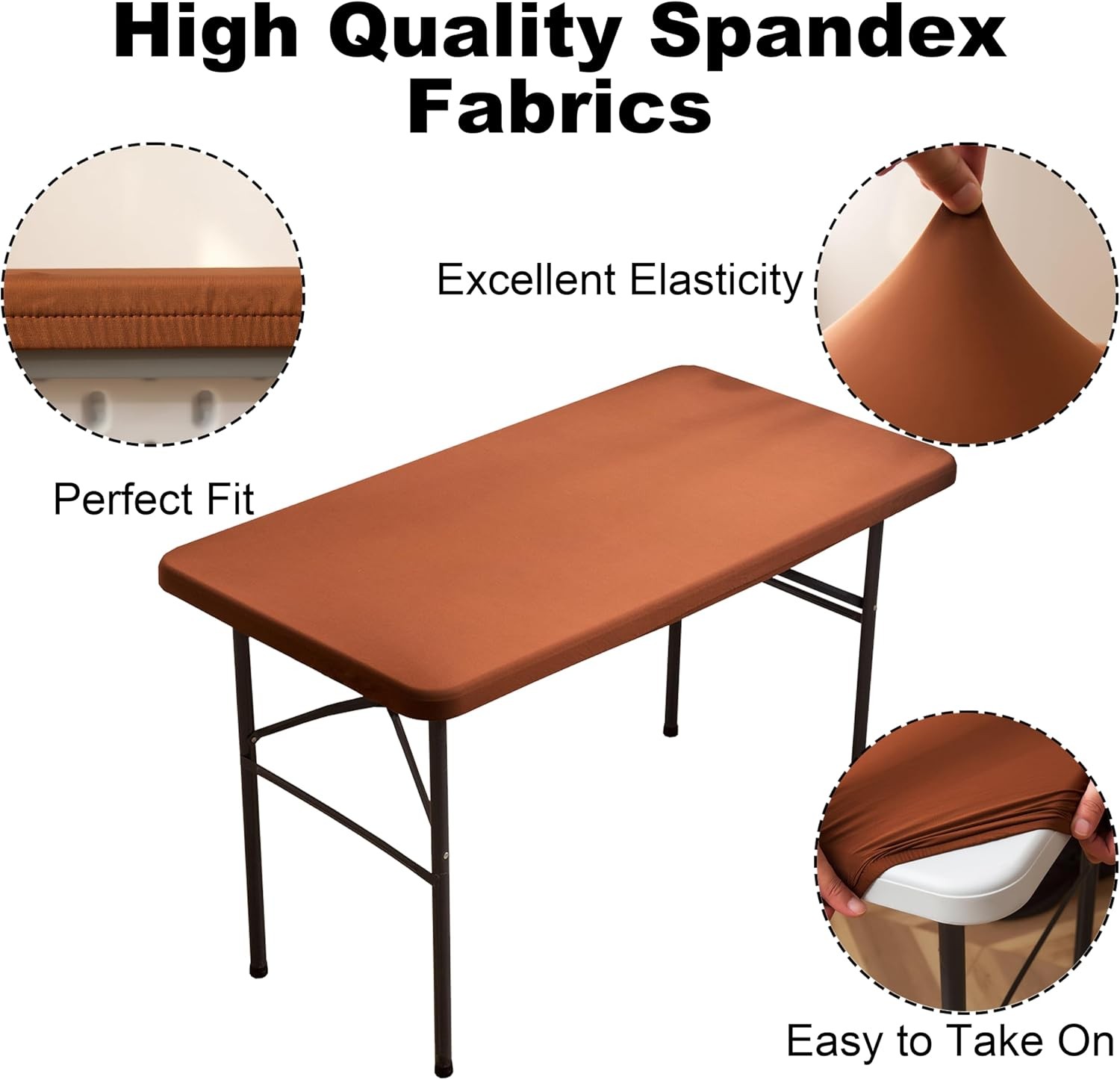 Rectangle Spandex 4 FT Fitted Tablecloth, Elastic Folding Picnic Table Cloth,