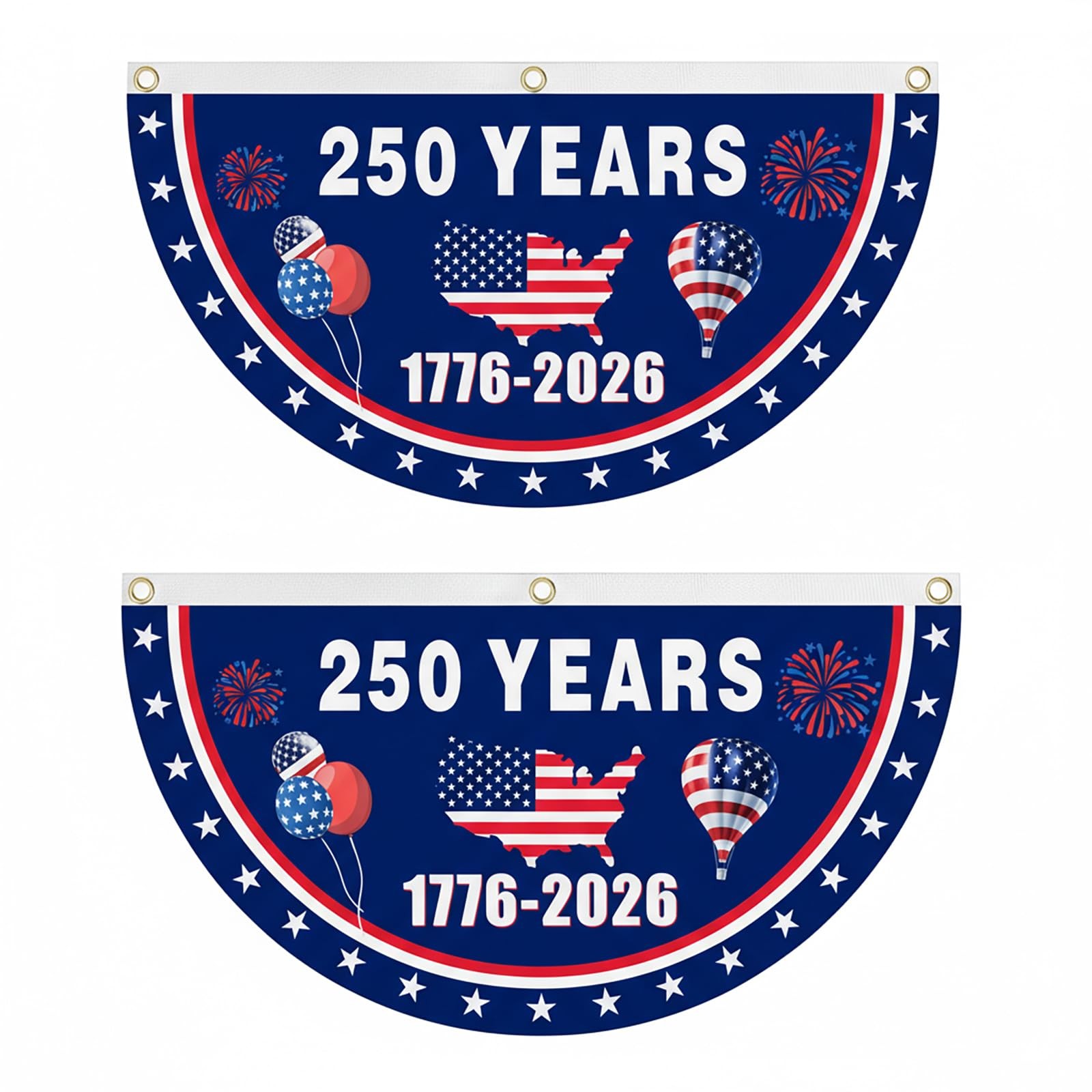 2-Pack 250th American Anniversary Flags 1776-2026 - USA 250th Outdoor Bunting Fl
