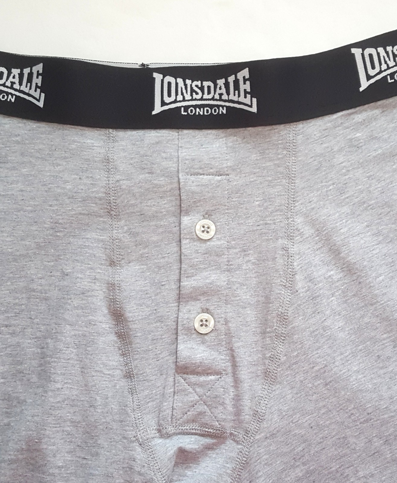 LONSDALE LOGO GREY COTTON BOXER SHORTS-BUTTON FLY UNDERWEAR-BNWT-VARIOUS SIZES