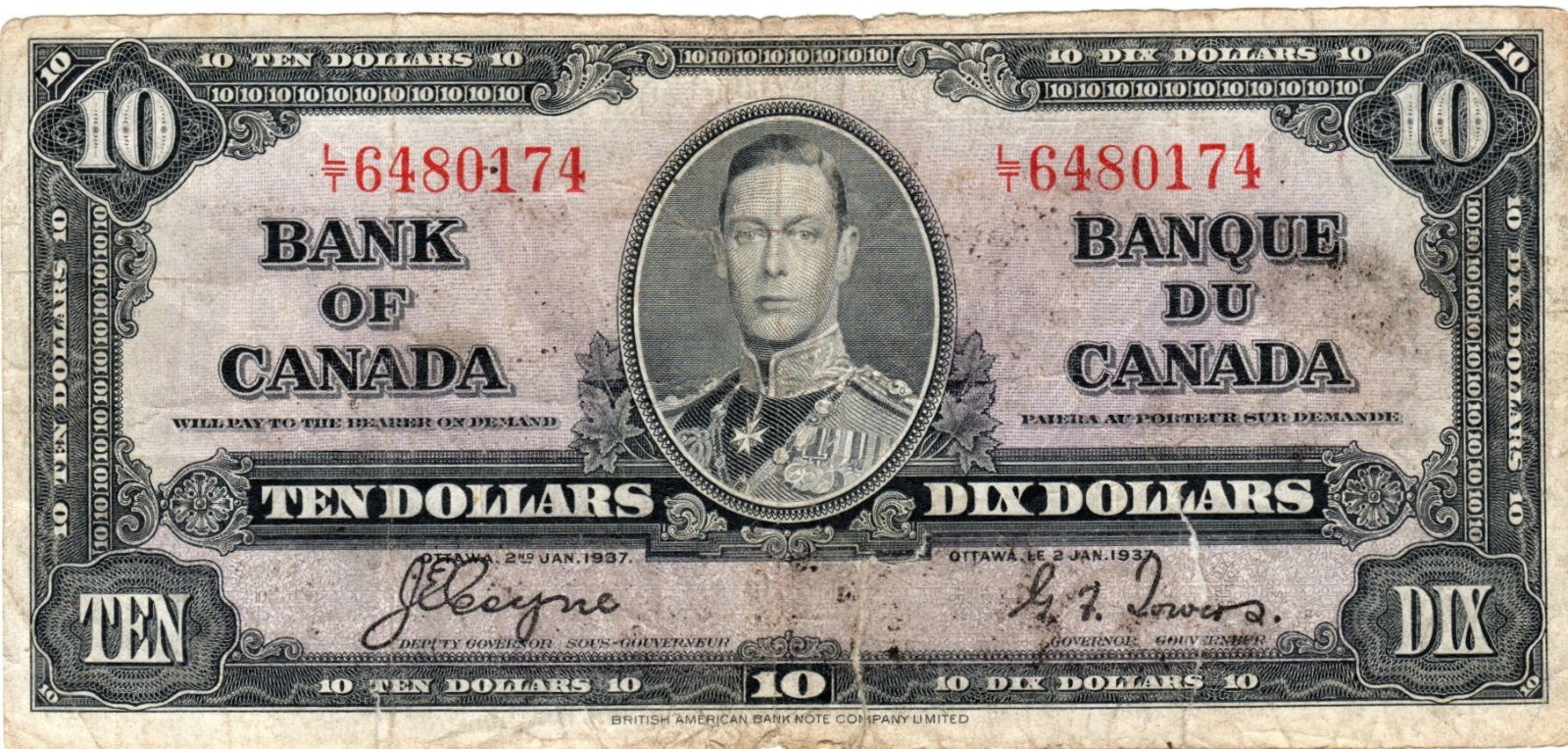 Banknote Canada 10 Dollars 1937 P61c