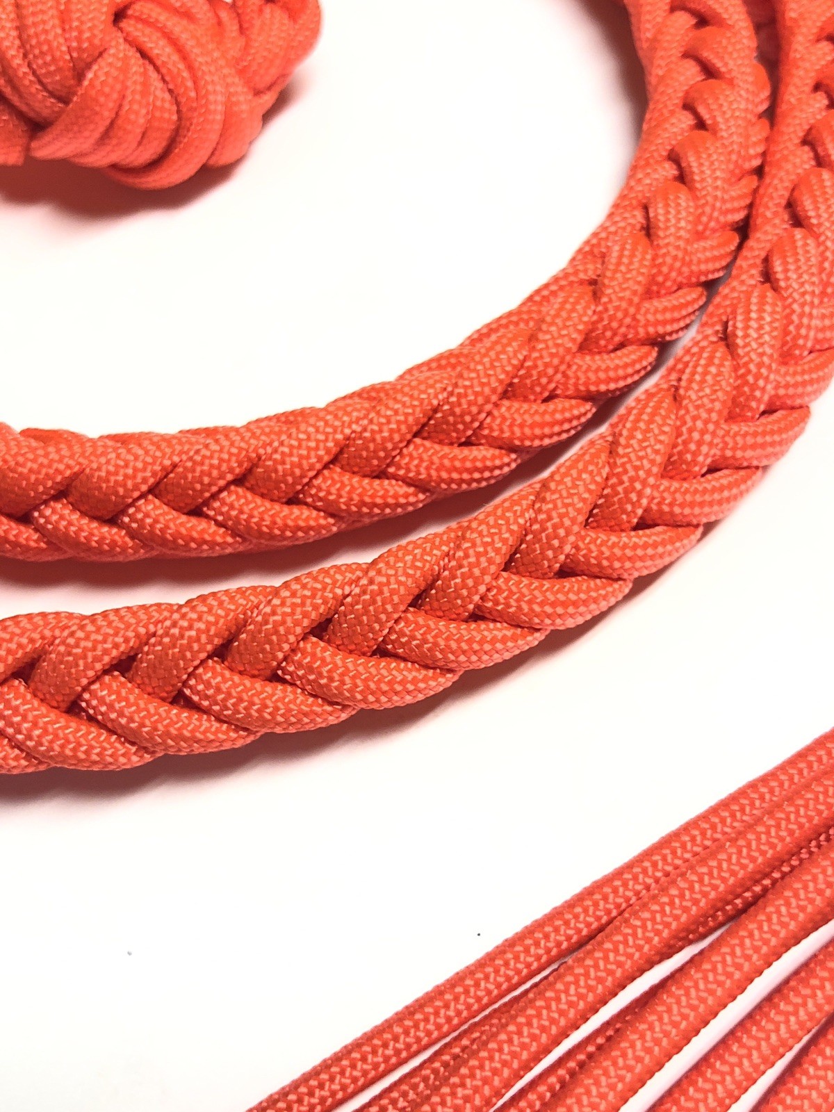orange Paracord over and under braided whip