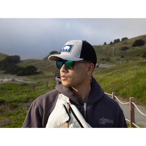 Wyoming Cap - Wyoming State Flag Trucker Baseball Snapback Hat (Grey/Black)