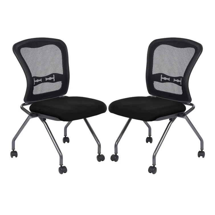 (Stone Linen NOT BLACK See Pics)  Pro Line II Armless Folding Mesh Chair 2-Pack