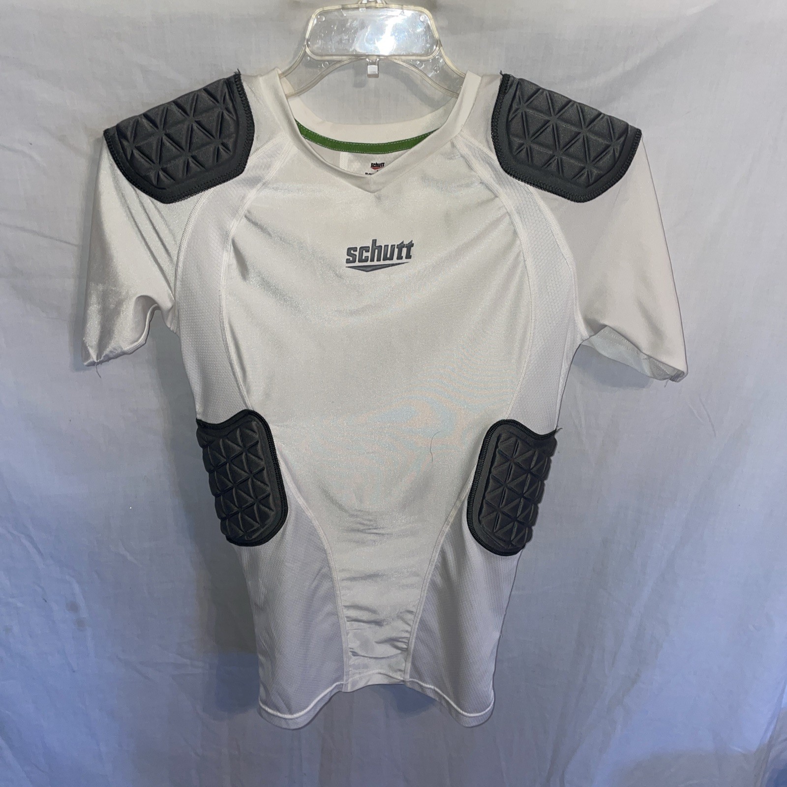 Schutt Men’s Adult Integrated Padded Shirt Size Small White w/ Gray Pads