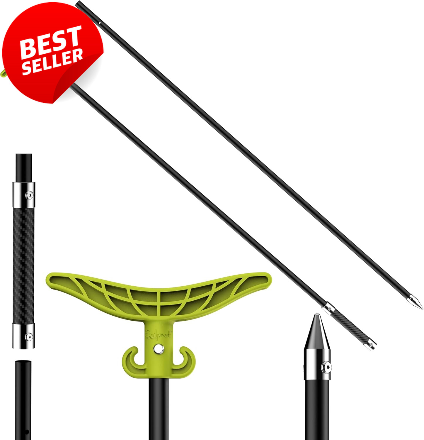 8.6/12.3 Ft Fiberglass Shallow Water Anchor Pole Boat Kayak Sand Anchor - US