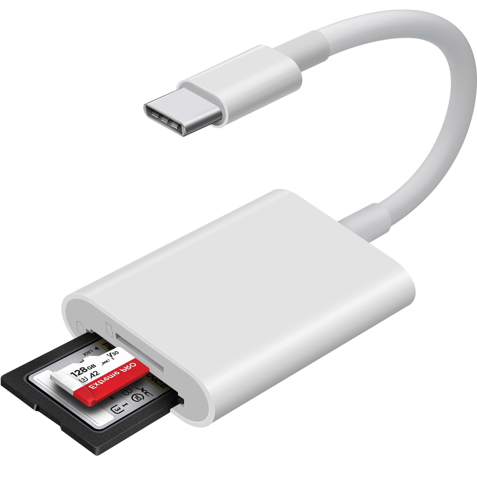 WNXSLOAD USB C SD MicroSD Memory Card Reader Adapter Dual 2 Slots TypeC White