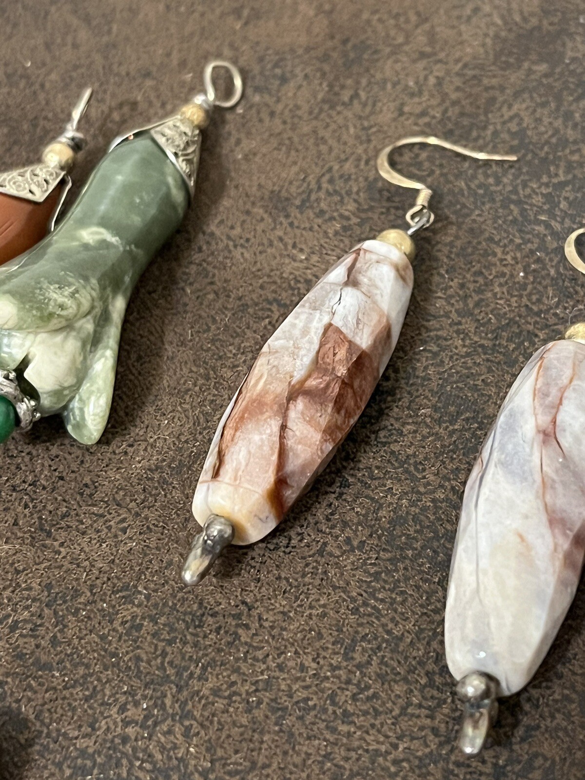 11 Pieces Natural Teardrop Earrings Long Dangle Drop Boho Sterling Silver Hooks