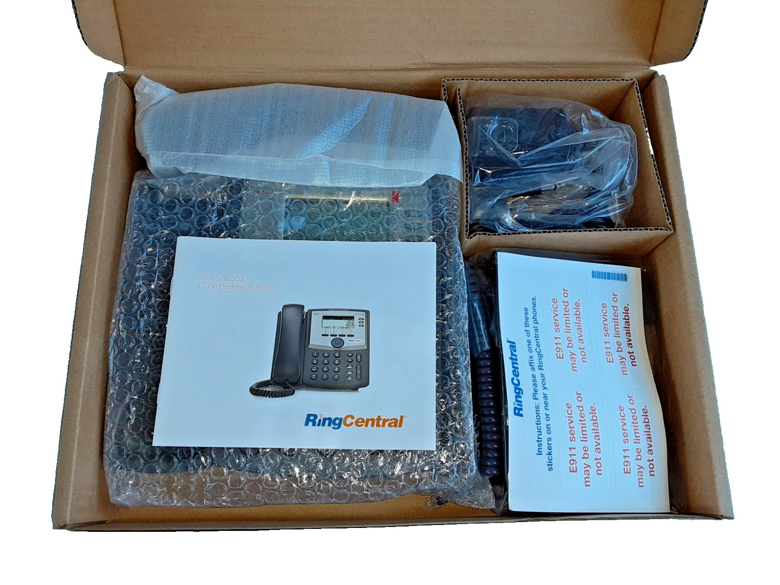 Cisco SPA303-G1 3-Line Desktop VoIP Phone with Display & Adapter