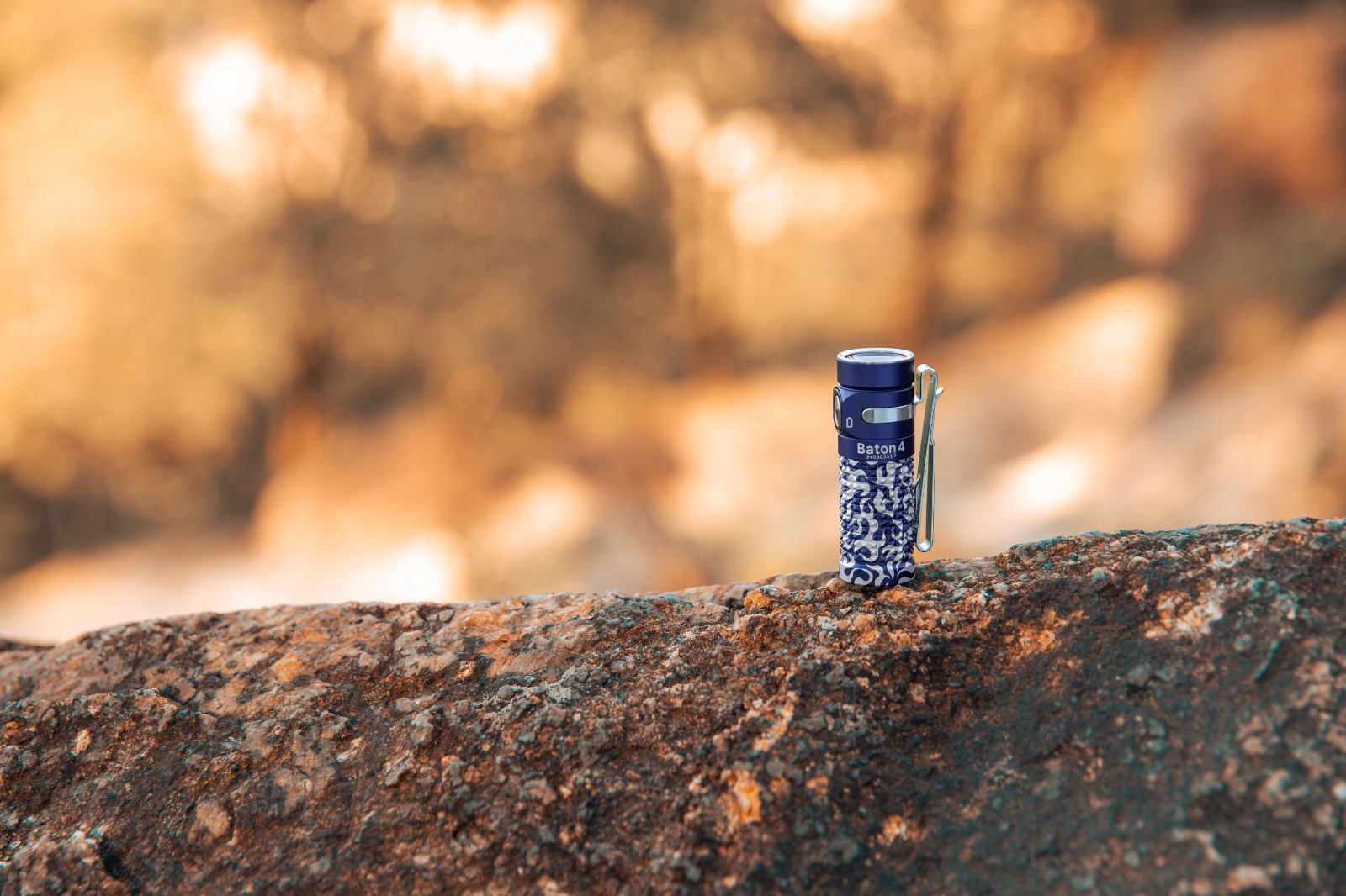 Olight Baton 4 Blue Phantom Waterproof Rechargeable EDC Flashlight 1300 Lumens