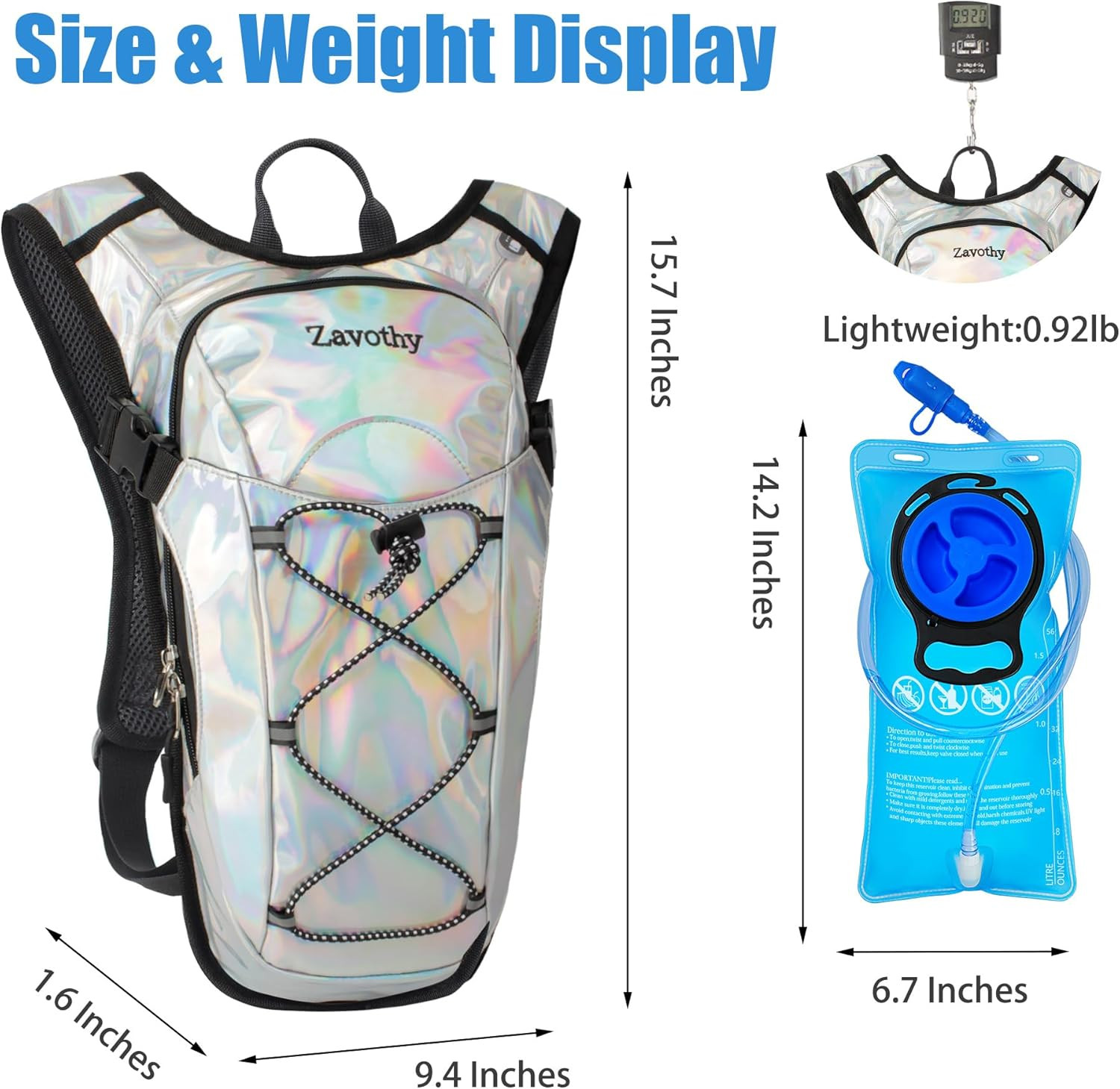 Reflective Hydration Backpack, Hydration Pack - Water Backpack with 2L Hydration