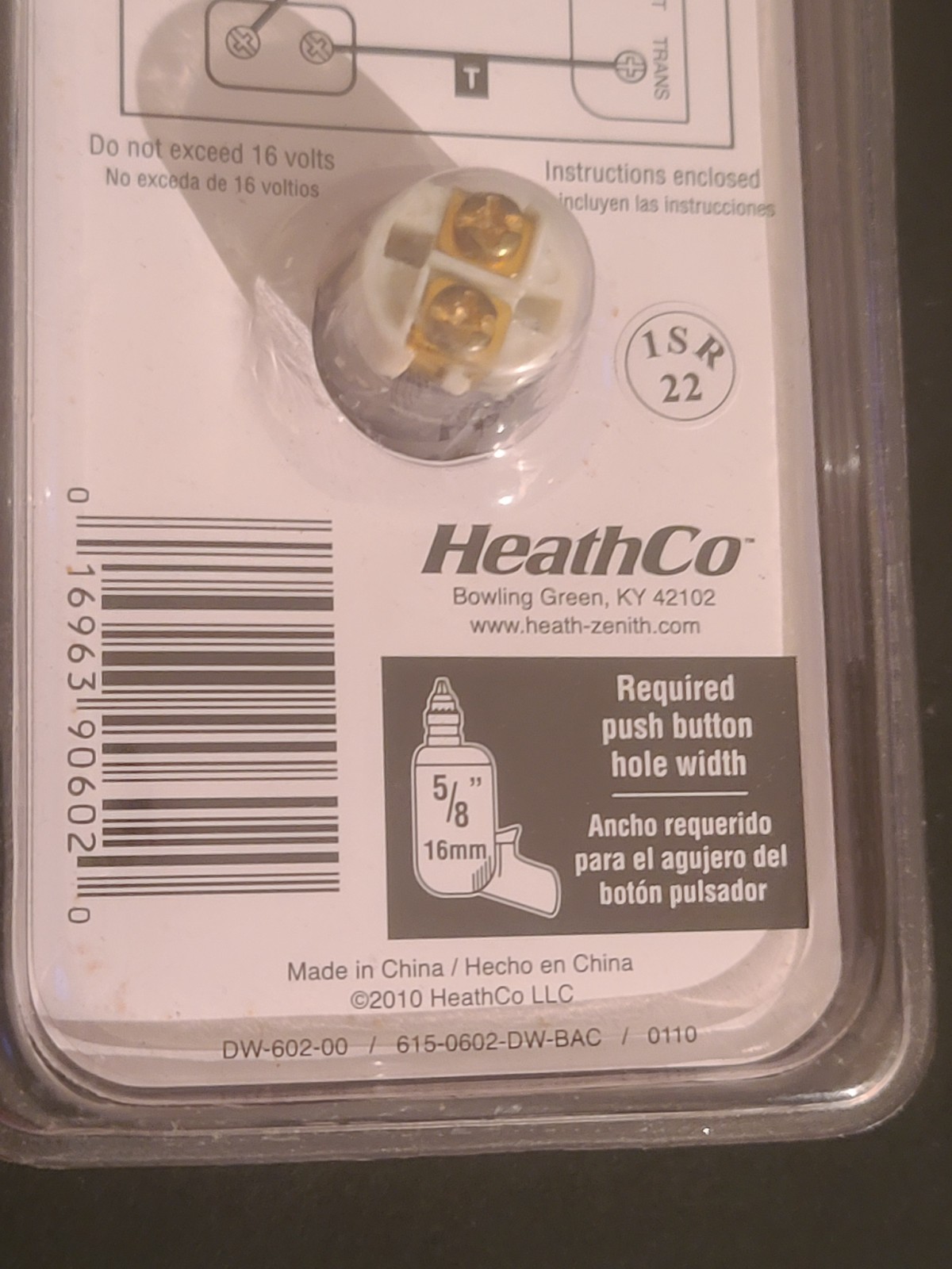 Heath Zenith Wired ANTIQUE COPPER Finish Push Button Door Bell DW-602