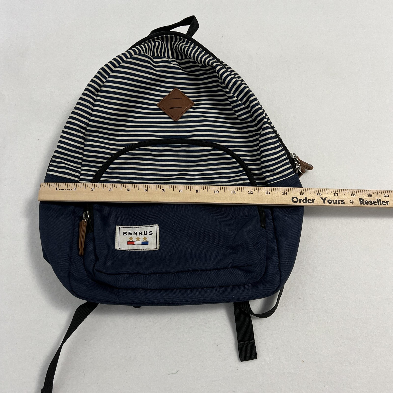 Benrus Blue Striped 17" Backpack Laptop Compartment Adjustable Straps Daypack