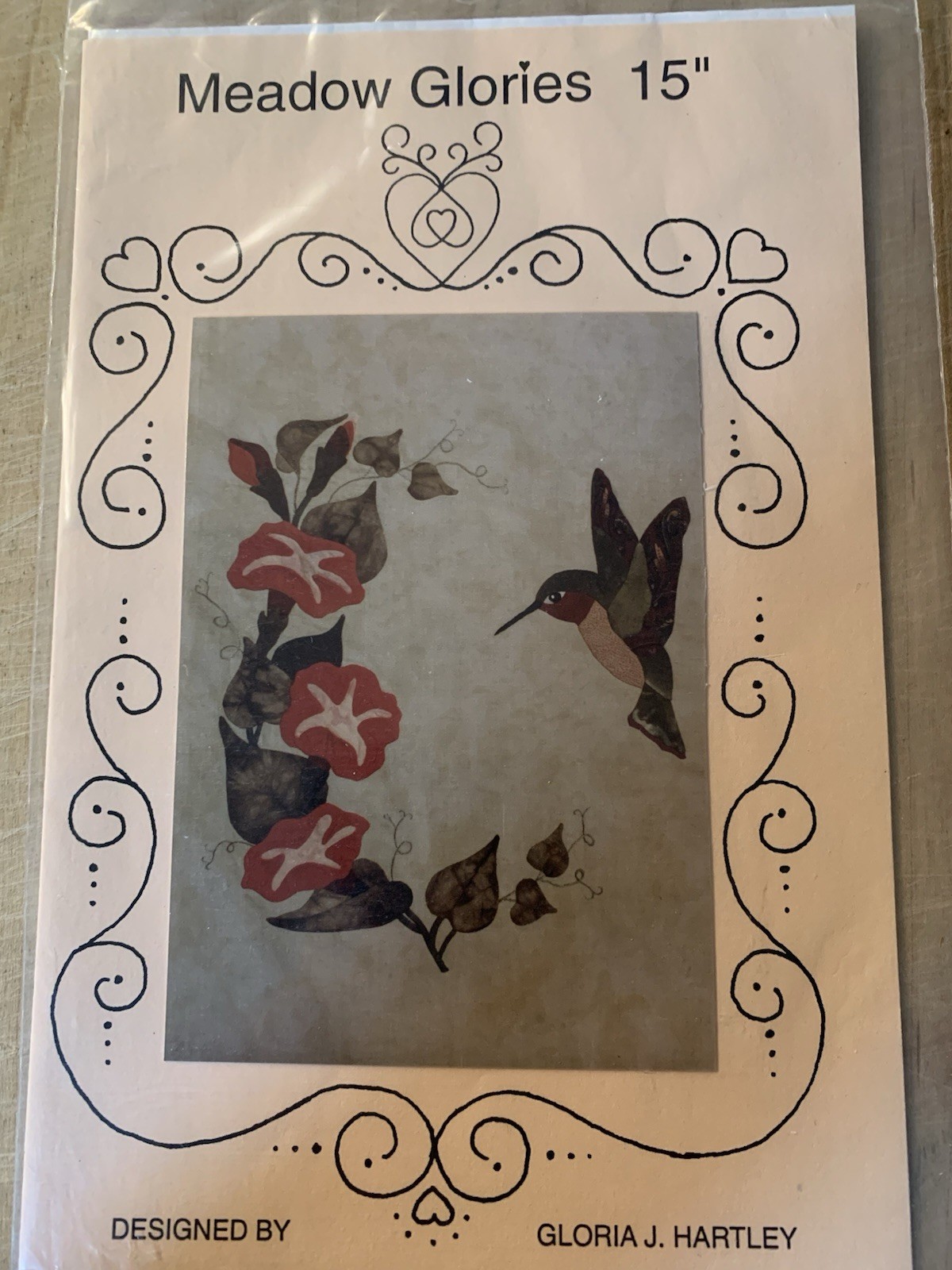 ‘Meadow Glories’ Applique Pattern 15” 1993 By Gloria Hartley