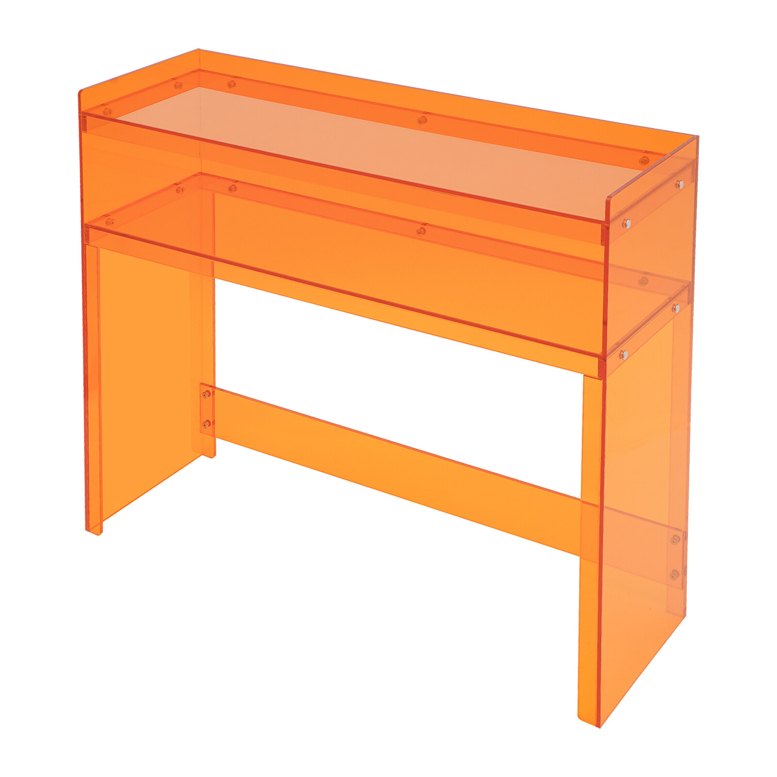 Small Entryway Table 2 Tier Acrylic Table Clear Entry Table Orange 100*30*80cm