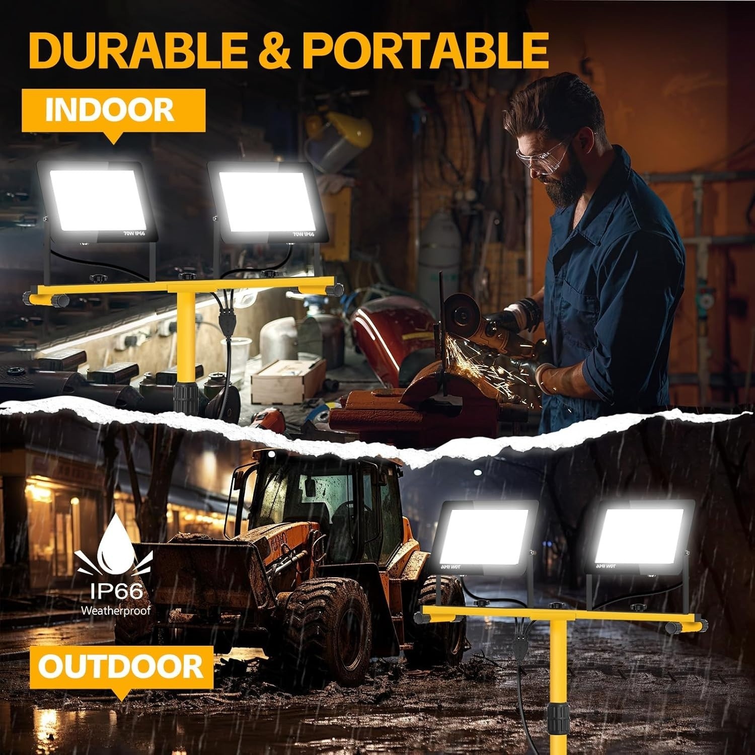 Work Light with Stand, Lumen Dual-Head LED Work Light...