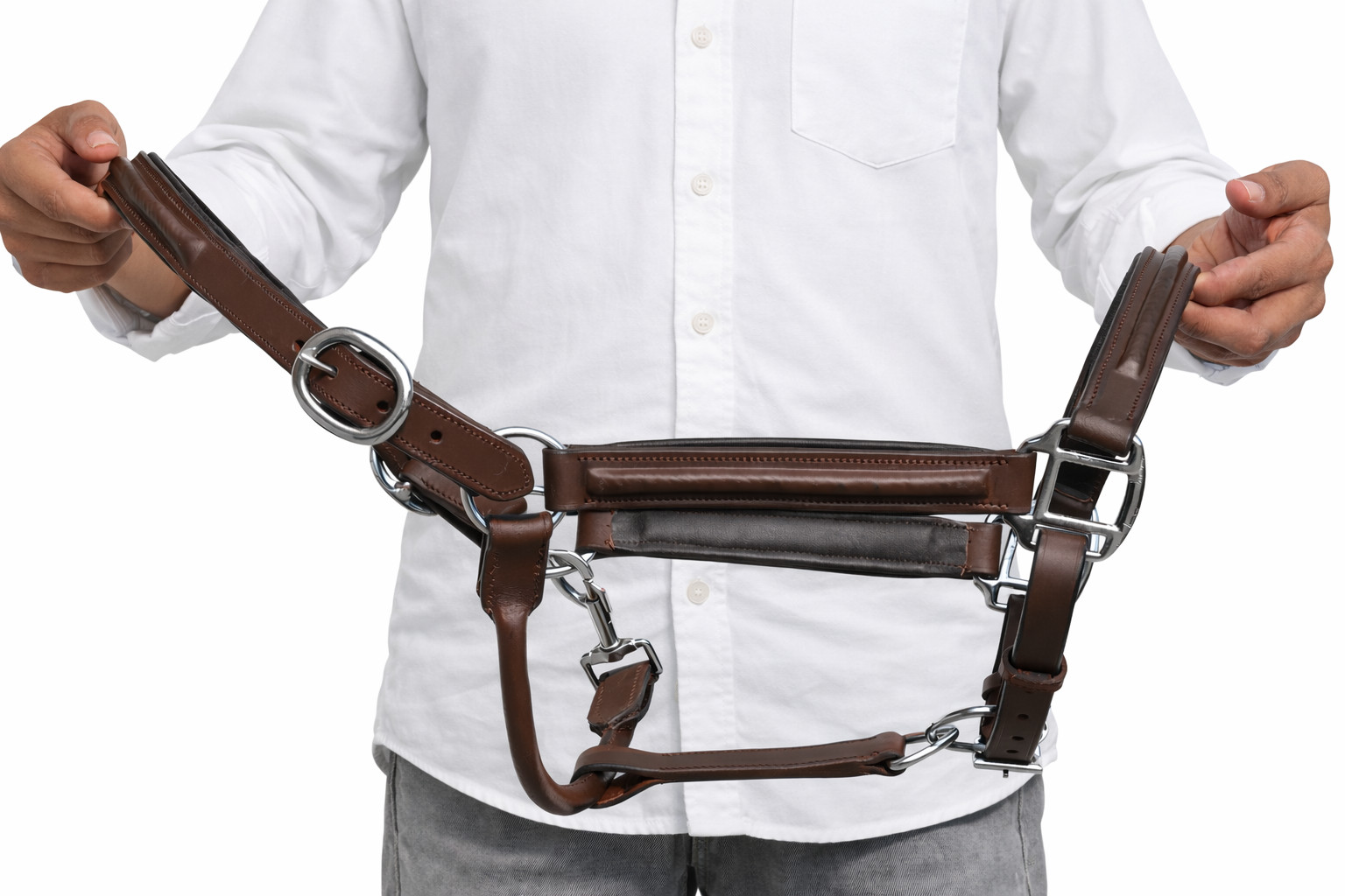 Handmade Horse Halter – Adjustable Leather Halter with Soft Padding- All Size