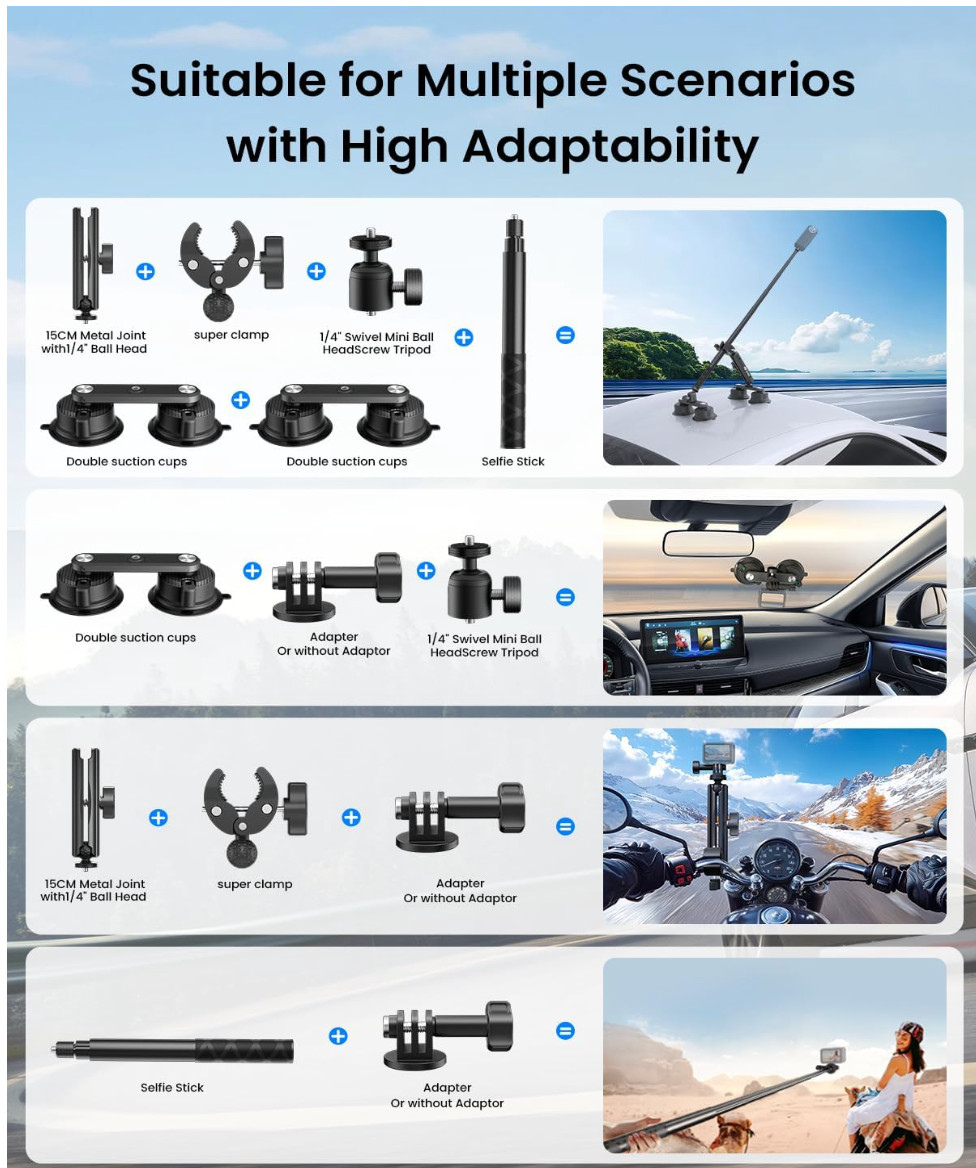 Maectech Four Suction Cup Car Mount Camera Rig Stabilizer New Open Box