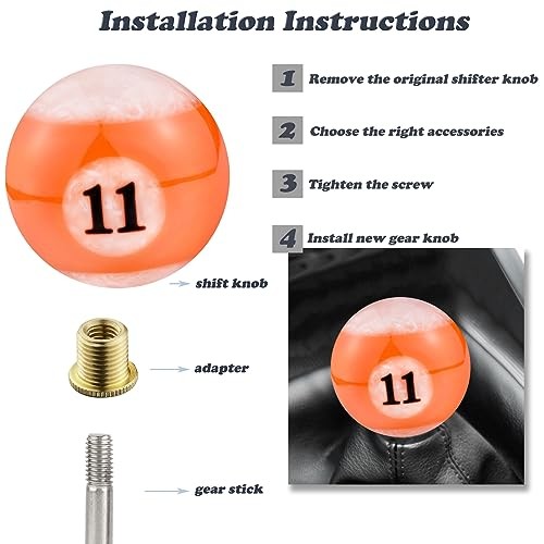 Resin Gear Knob Billiard Number 11 Shift Knobs Lever Stick Shifter Orange1