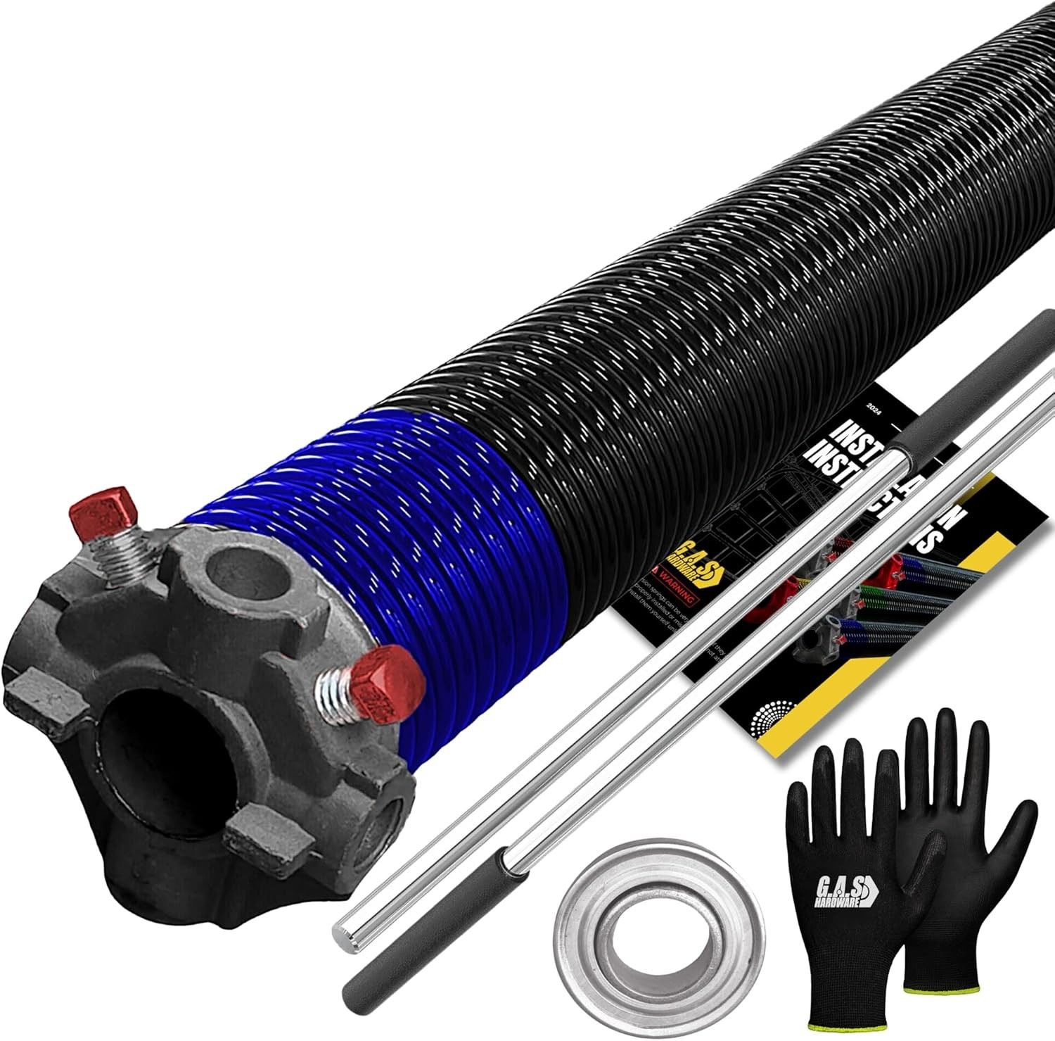 Garage Door Torsion Spring 262x1.75x44 BLACK-RIGHT SIDE w/ Bearing,Gloves & Bars
