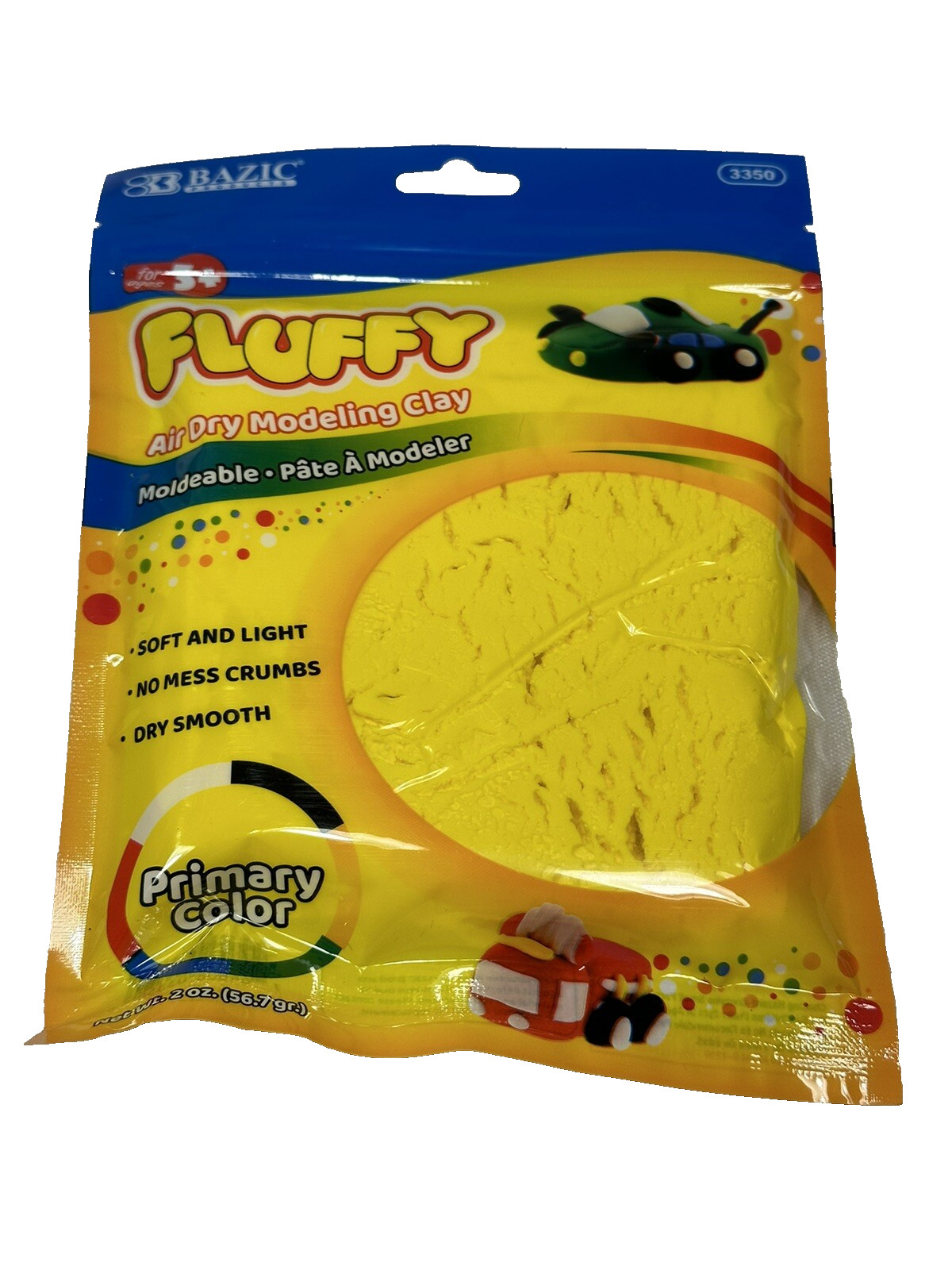 fluffy air dry modeling clay for kids 2 OZ YELLOW