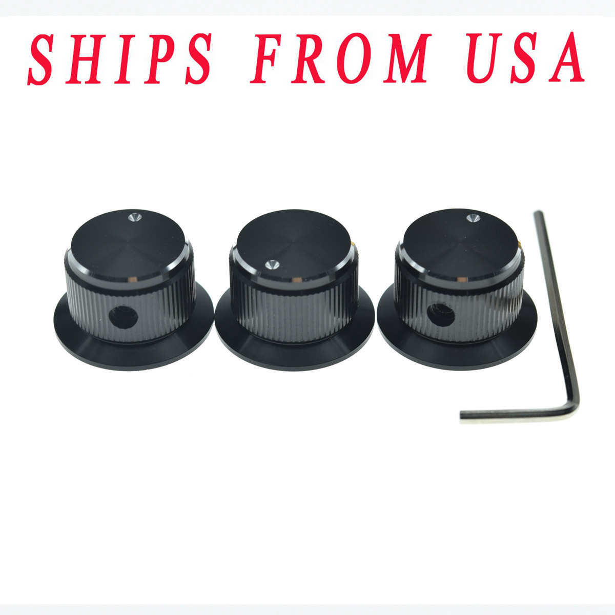 KAISH 3pcs Metal Pot Knobs 1/4" Top Hat Bell Knobs w/ Set Screw fits Guitar/Bass