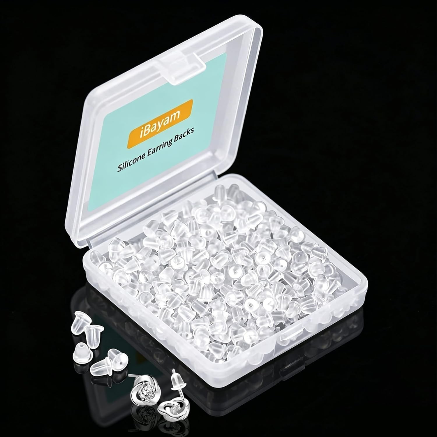 Clear Silicone Earring Backs (4mm) - 300 Count Durable Back Pads for Secure Fit