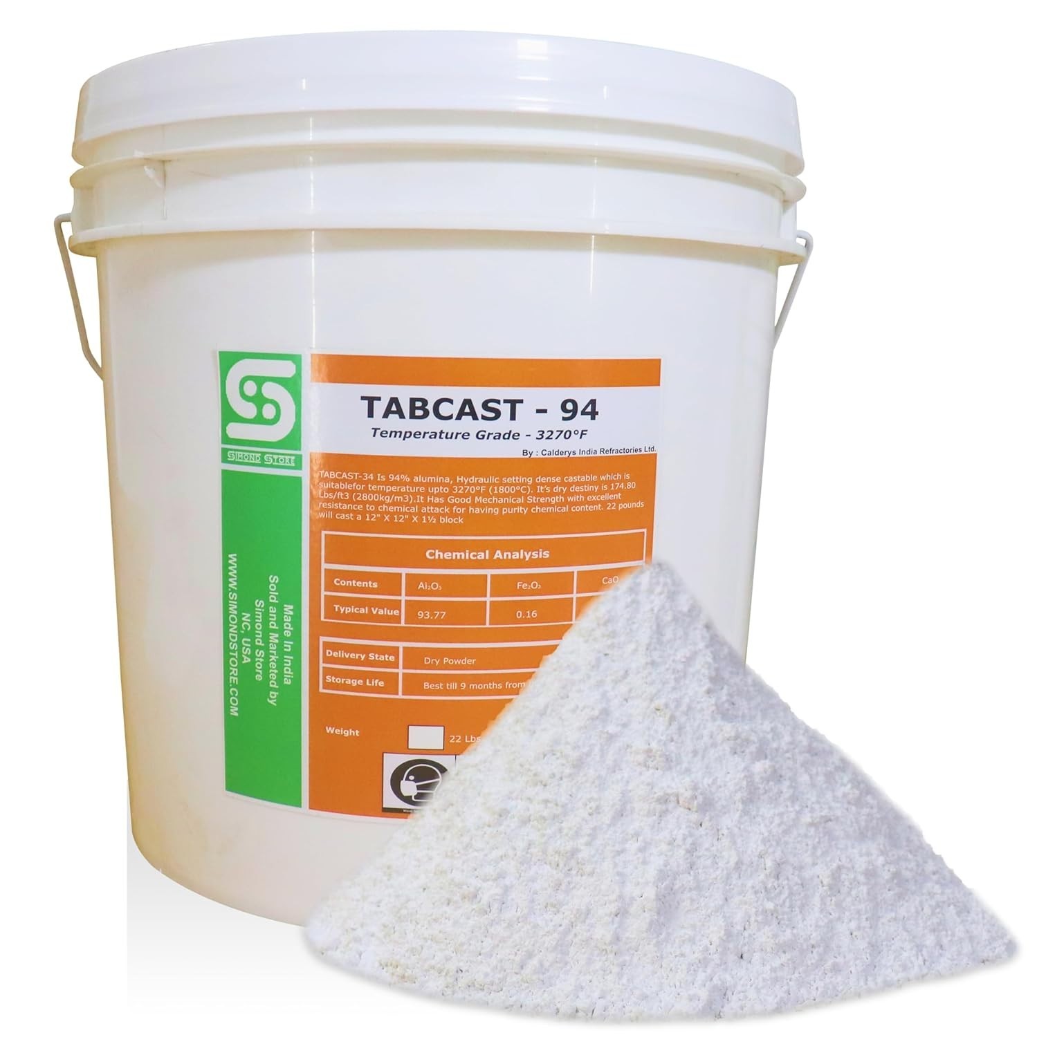 Castable Refractory Cement for Forge 3270F Rated -44 LBS - 94% Alumina Cement