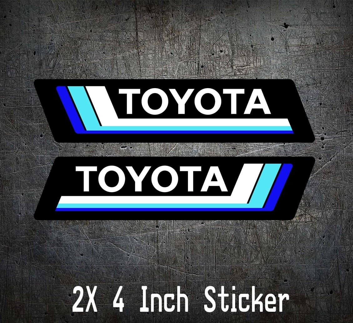 TOYOTA Sticker Retro Tacoma 4Runner Land Cruiser FJ Rav4 Set of 2 JDM, Blue