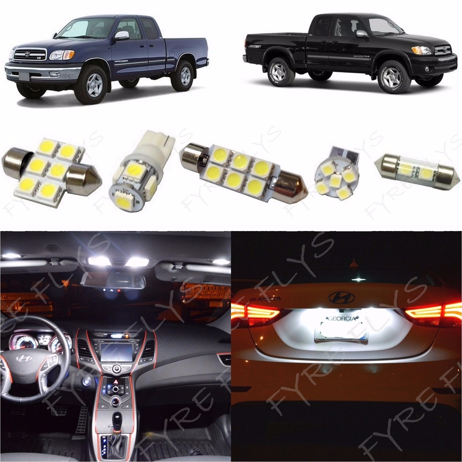 White LED interior lights package kit for 2000-2004 2005 2006 Toyota Tundra TT2W