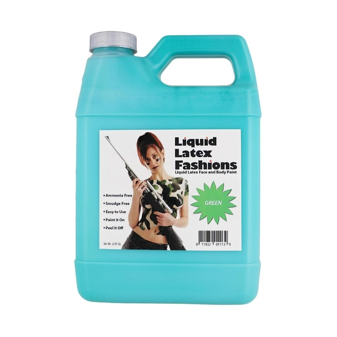 Green 32 Fl Oz - Liquid Latex Face and Body Paint for Cosplay, Halloween, Party