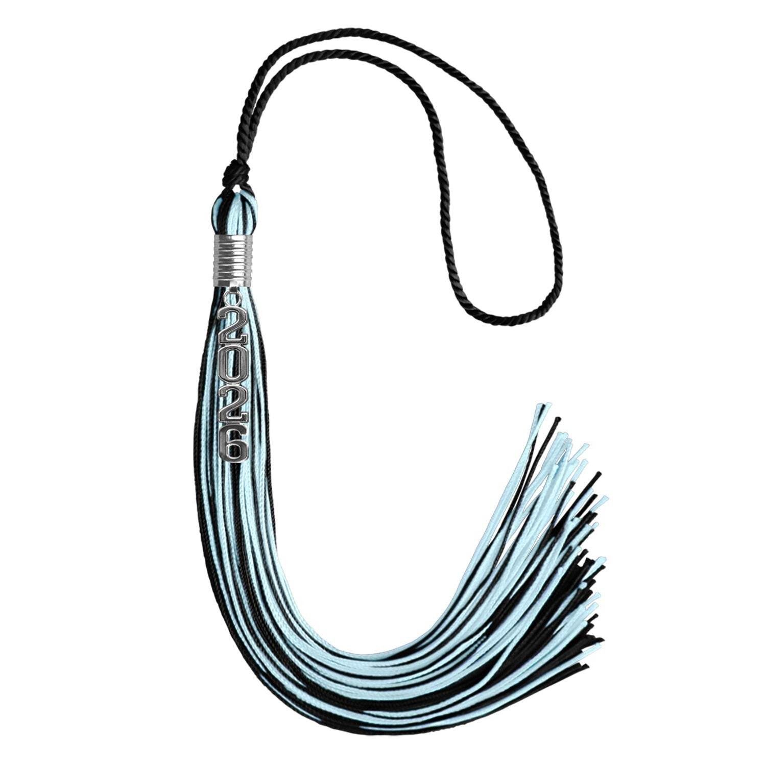 Endea Graduation Black/Light Blue Mixed Color Tassel with Stacked Silver Date