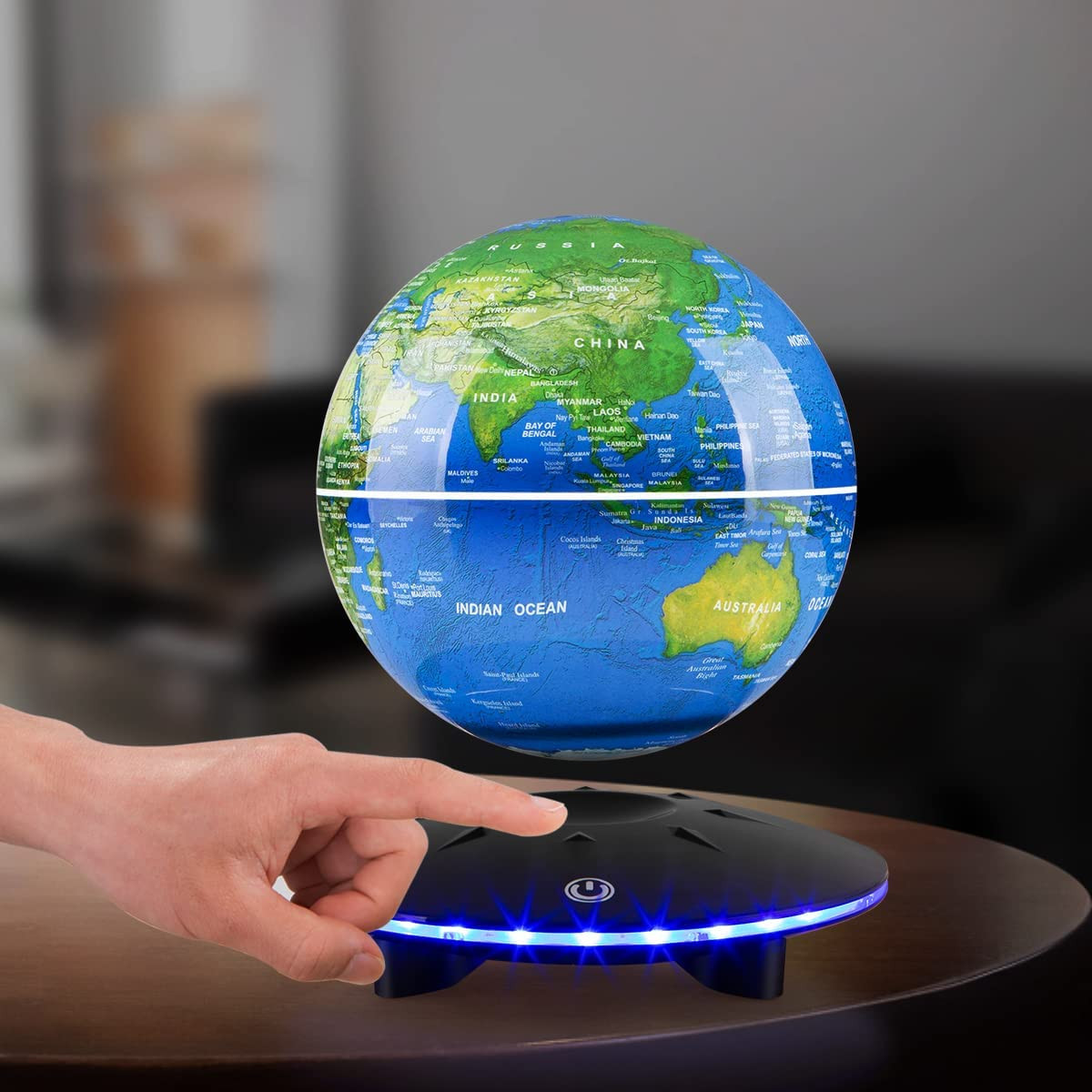 Magnetic Levitating Globe, 6 Inch LED Levitation Floating World Map Globe, Auto