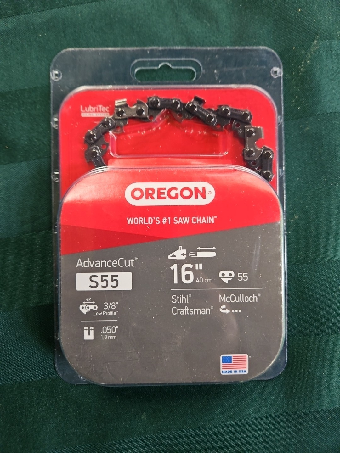 Oregon AdvanceCut S55 Chainsaw Chain 16"- Fits Echo, Oregon, Craftsman + More