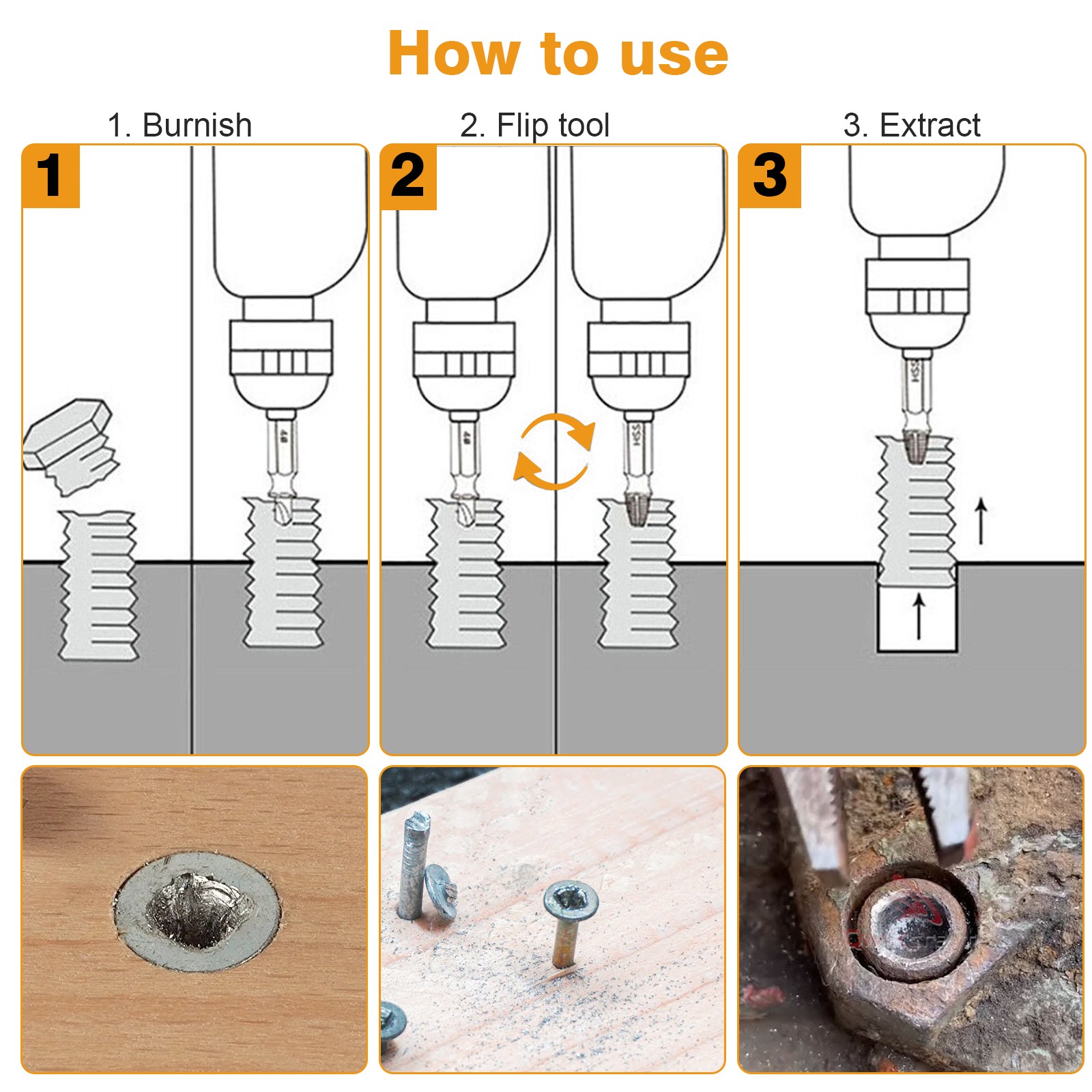 10Pc Screw Extractor Set Hex Head Multi-Spline Damaged Bolt Nut Remover Tool Kit