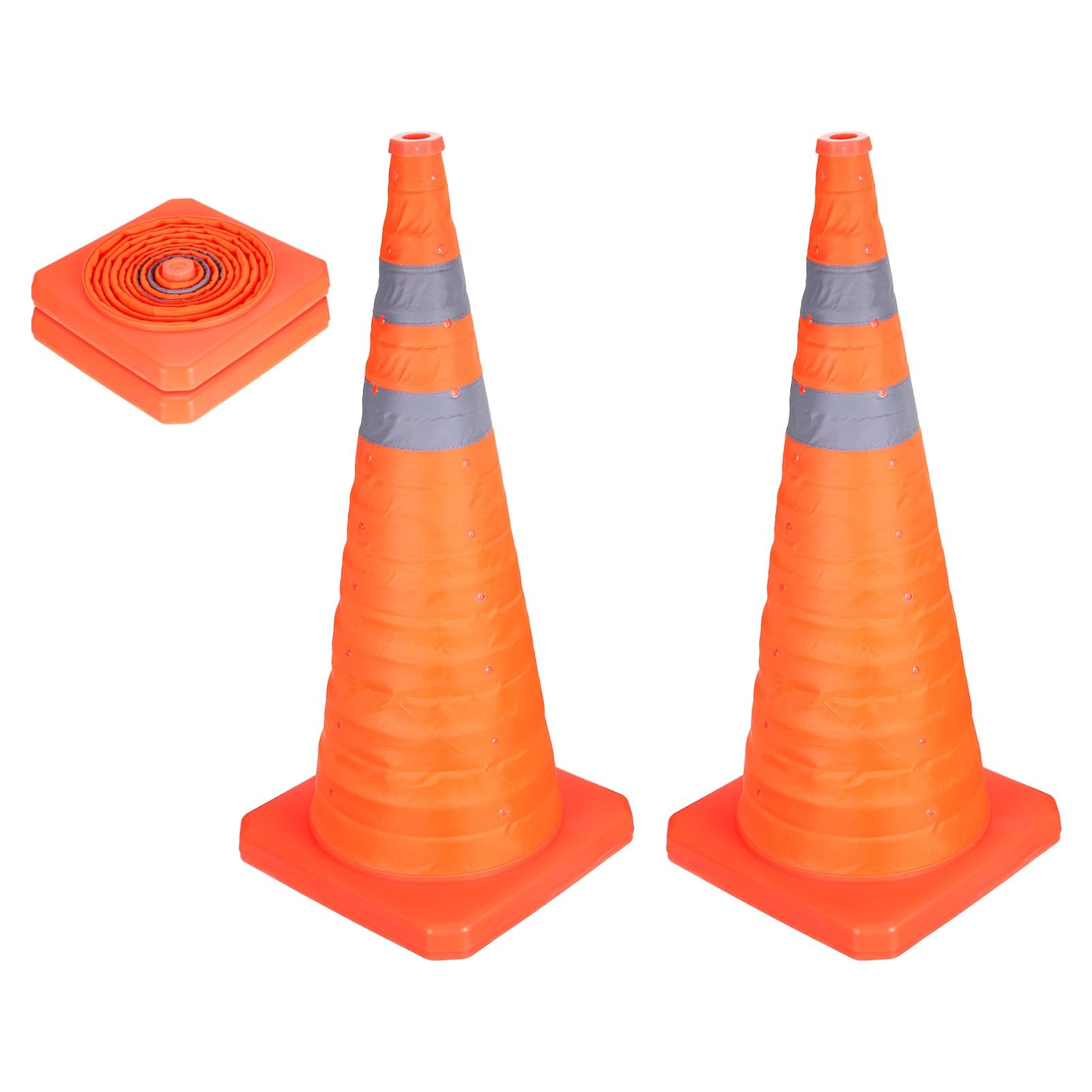 PATIKIL 28" 2 Pack Collapsible Traffic Cones, Orange Safety Cones Cones with ...