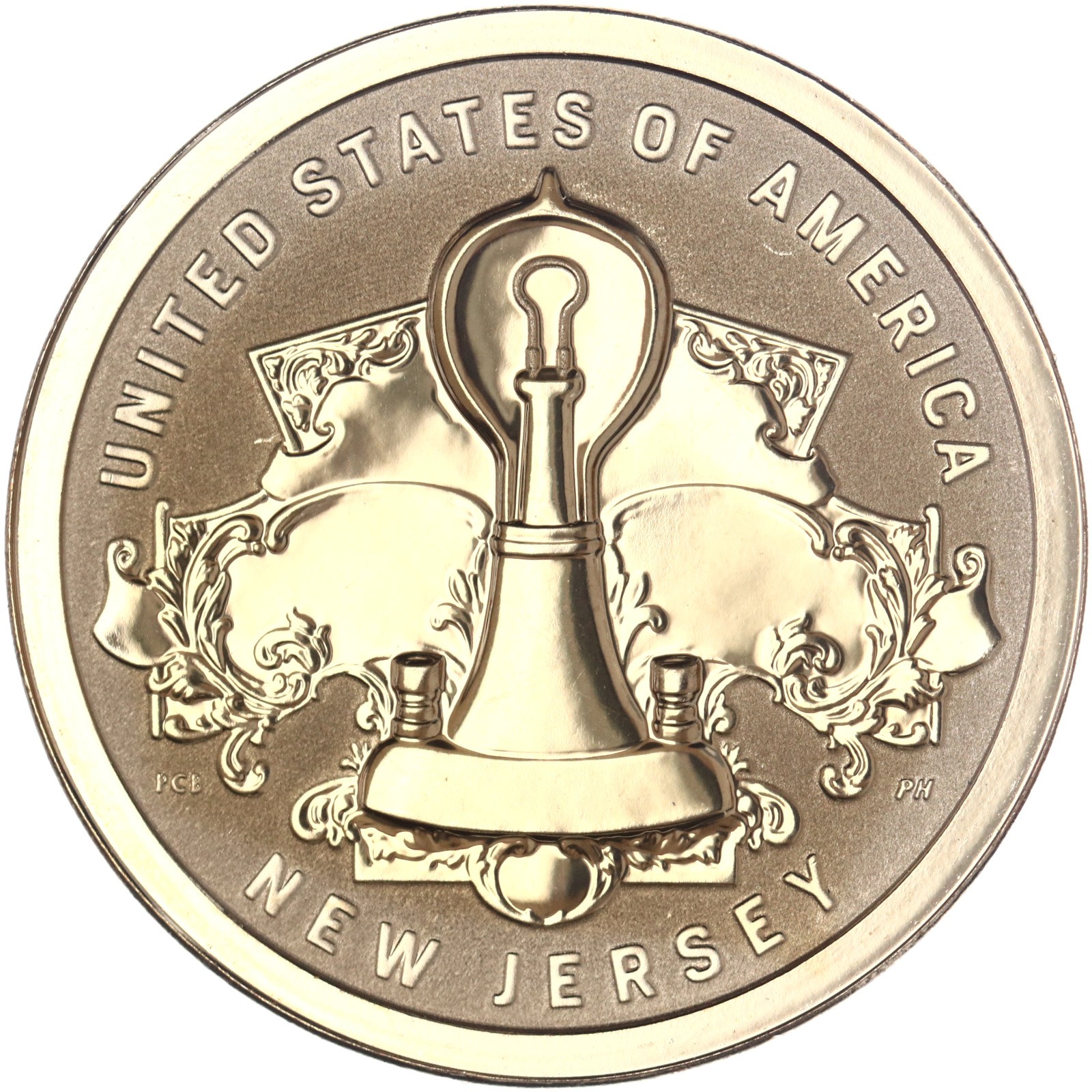 2019 S New Jersey Edison Light Bulb Dollar Gem DCam Reverse Proof See Pics P490