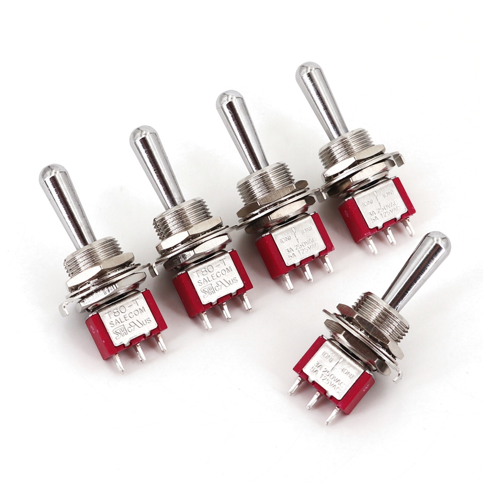 5Pcs SH T8014A-Z1 Large Handle 3Pin Momentary MOM-OFF-MOM Mini Toggle Switch